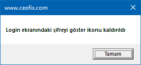 Şifreyi Göster Simgesini Kaldır