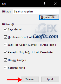 excel stil penceresi