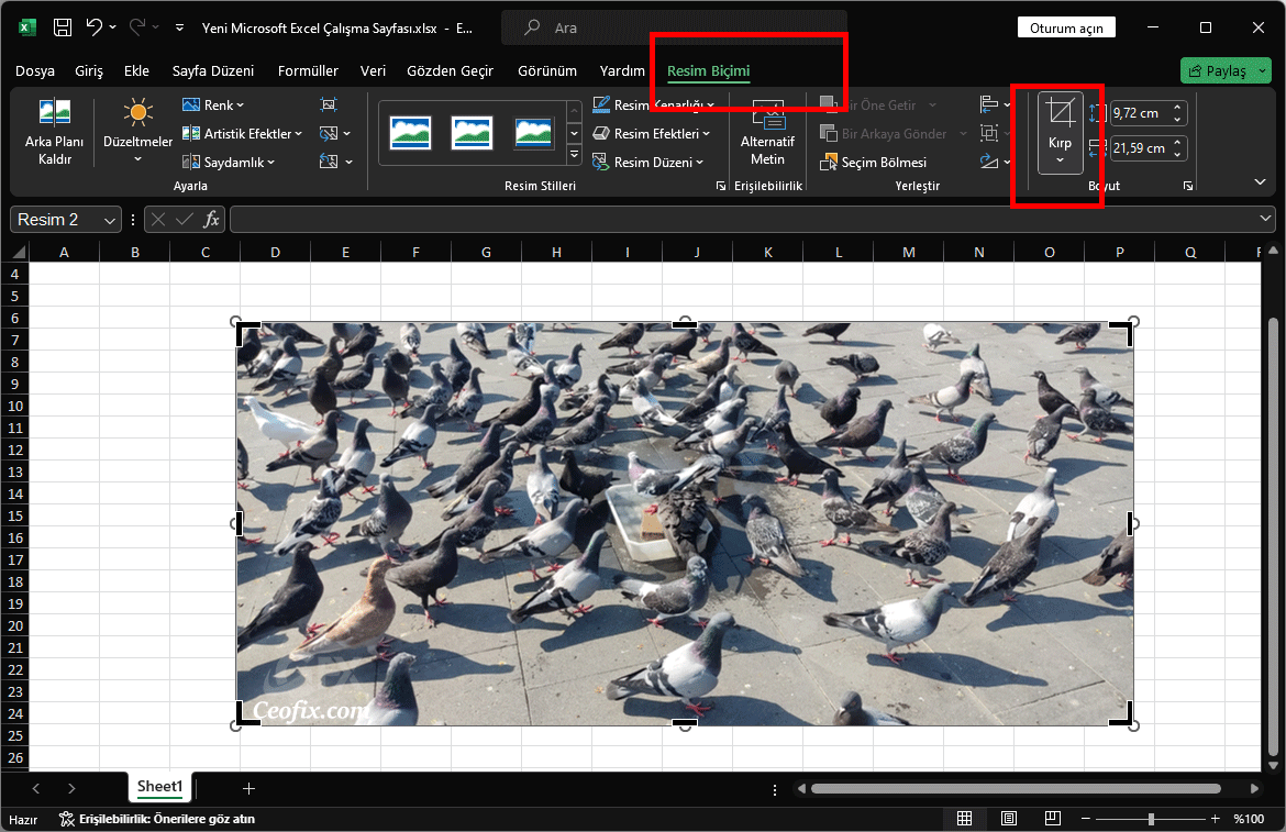 Excel Resim Kirp