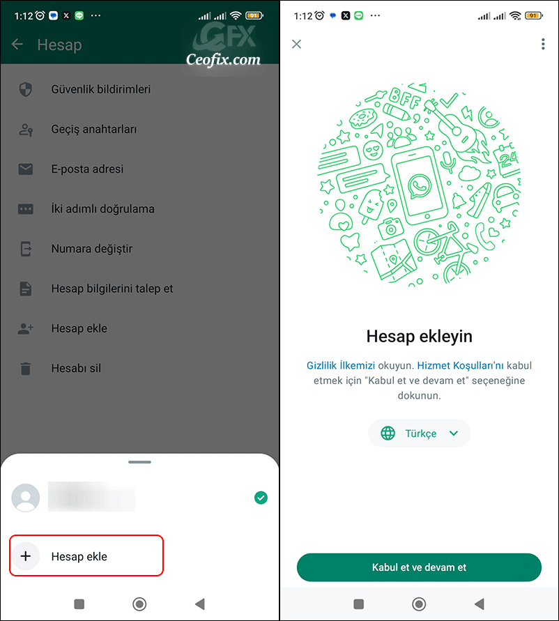  WhatsApp hesabı ekle