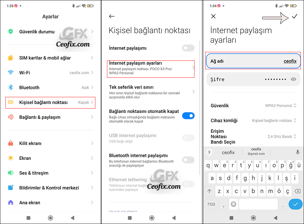 Android'de Hotspot Adını Değiştirin